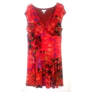 Kim Rogers Dress Women's Sz 14 Abstract  Print Midi  Pull On Twist Chest Stretch